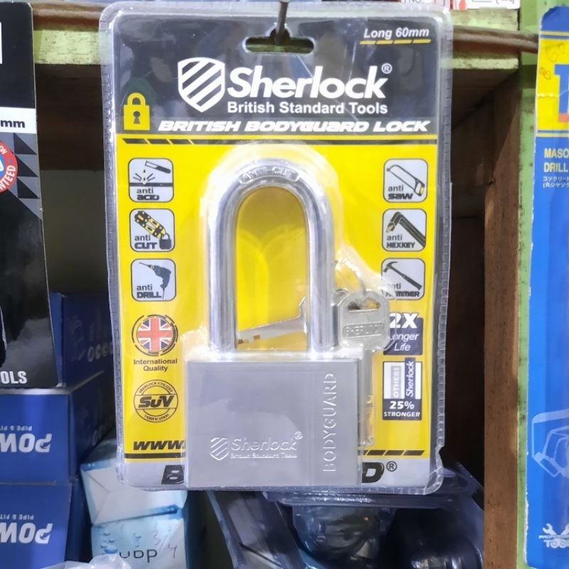 Gembok Sherlock 60mm Panjang / Gembok Besar Putih Sherlock British Bodyguard Lock