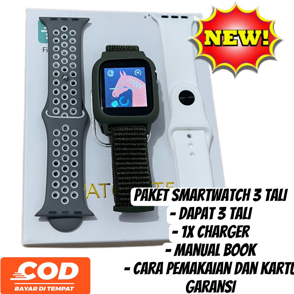 JAM TANGAN Smartwatch Pria Dan Wanita T55 2 Strap + Free Strap Kanvas