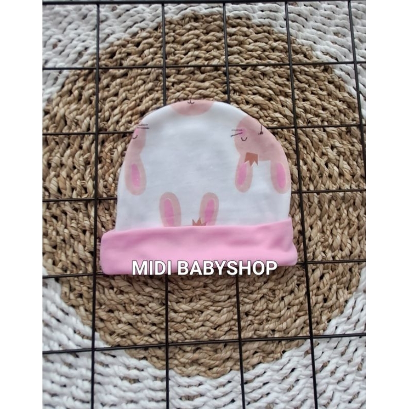 Serian Pink - 3 Pcs Topi Kupluk Bayi Baru Lahir Topi Bayi 0 - 3 Bulan Pink Series Pip Mim Babywear