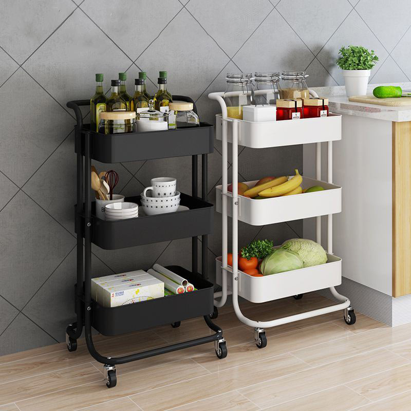 Rak Troli 3 Lapisan Keranjang Trolley Organizer Bayi Baru Lahir Organizer Dengan Keranjang Lebar Penyimpanan Dapur/Kamar/Kamar Mandi