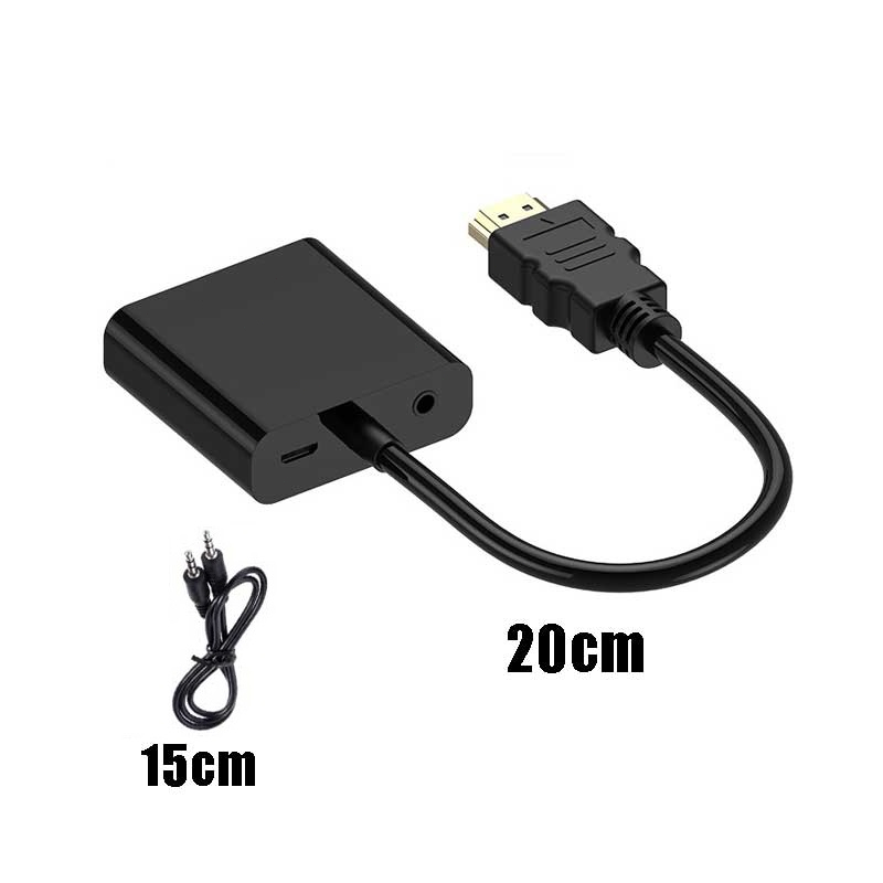 Kabel Konektor Adapter HDMI To VGA Converter HDMI Converter Kabel Vention Converter HDMI to VGA Kabel Konversi Dengan Power dan Aux