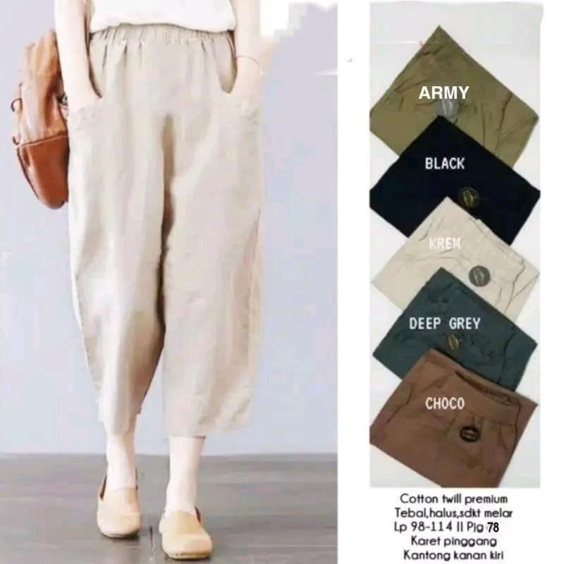 Celana Kurea / Sasha Pants Bahan Katun Twill Melar / Kulot Katun