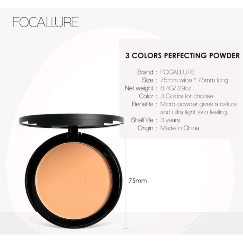 FOCALLURE Bedak Padat Pressed powder waterproof FA-16 BPOM Berkualitas