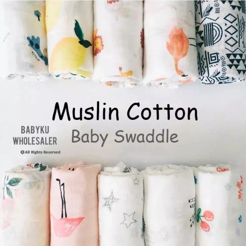 Bedong bayi muslin / bedong selimut bayi terlaris
