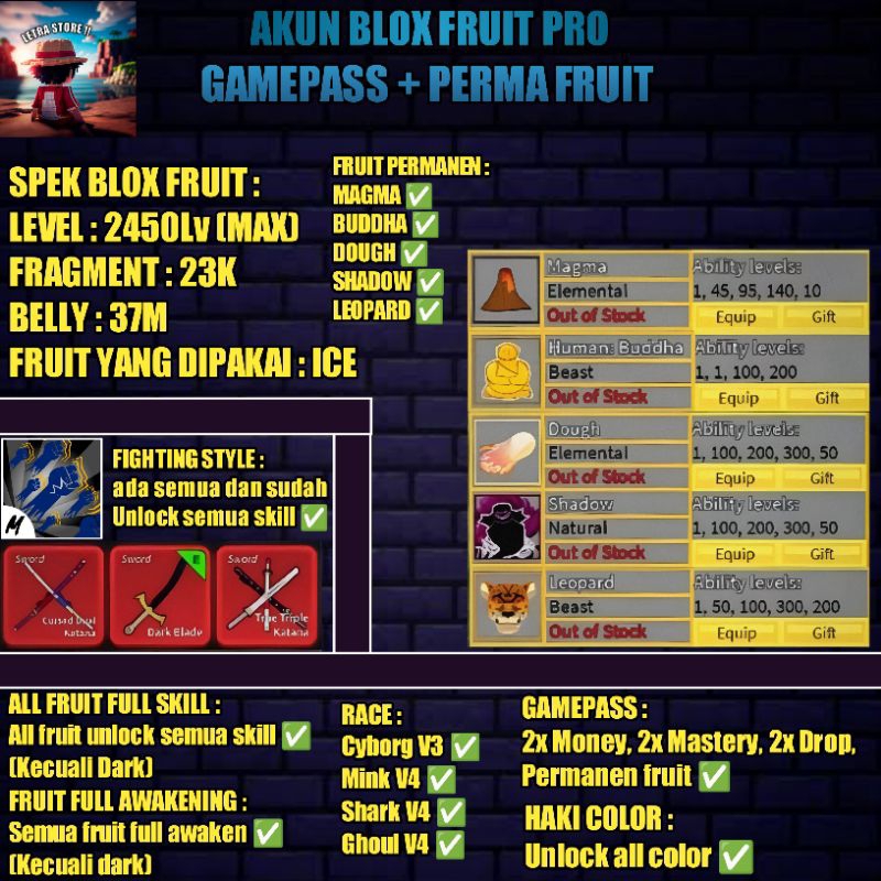 AKUN BLOX FRUIT PRIBADI PRO