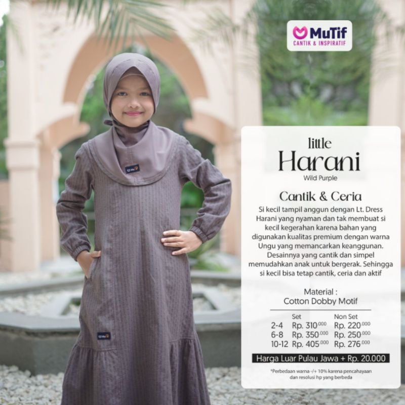 Gamis Anak Harani Wild Purple dan Harani Wild Grey Non Set