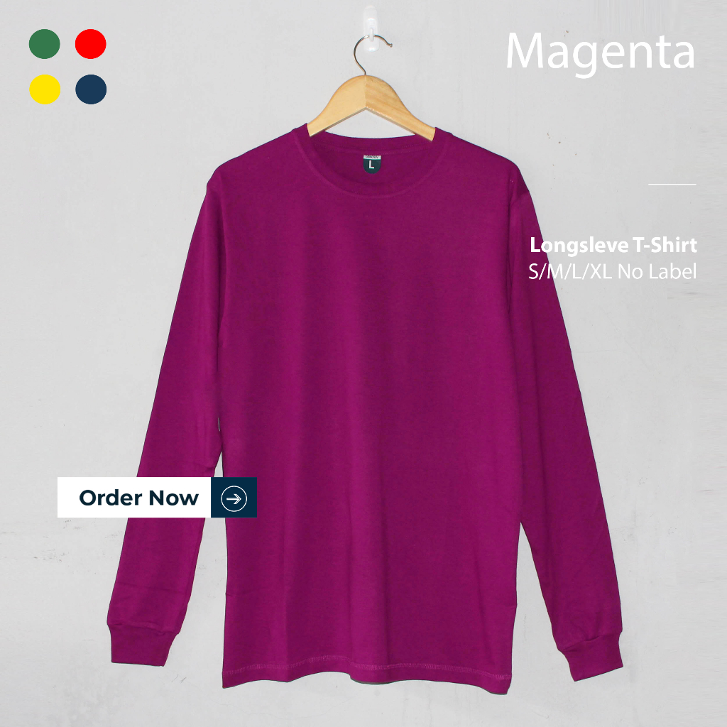 KAOS POLOS MAGENTA PRIA WANITA LENGAN PANJANG UKURAN S-XL BAHAN COTTON COMBED 30S ORGINAL
