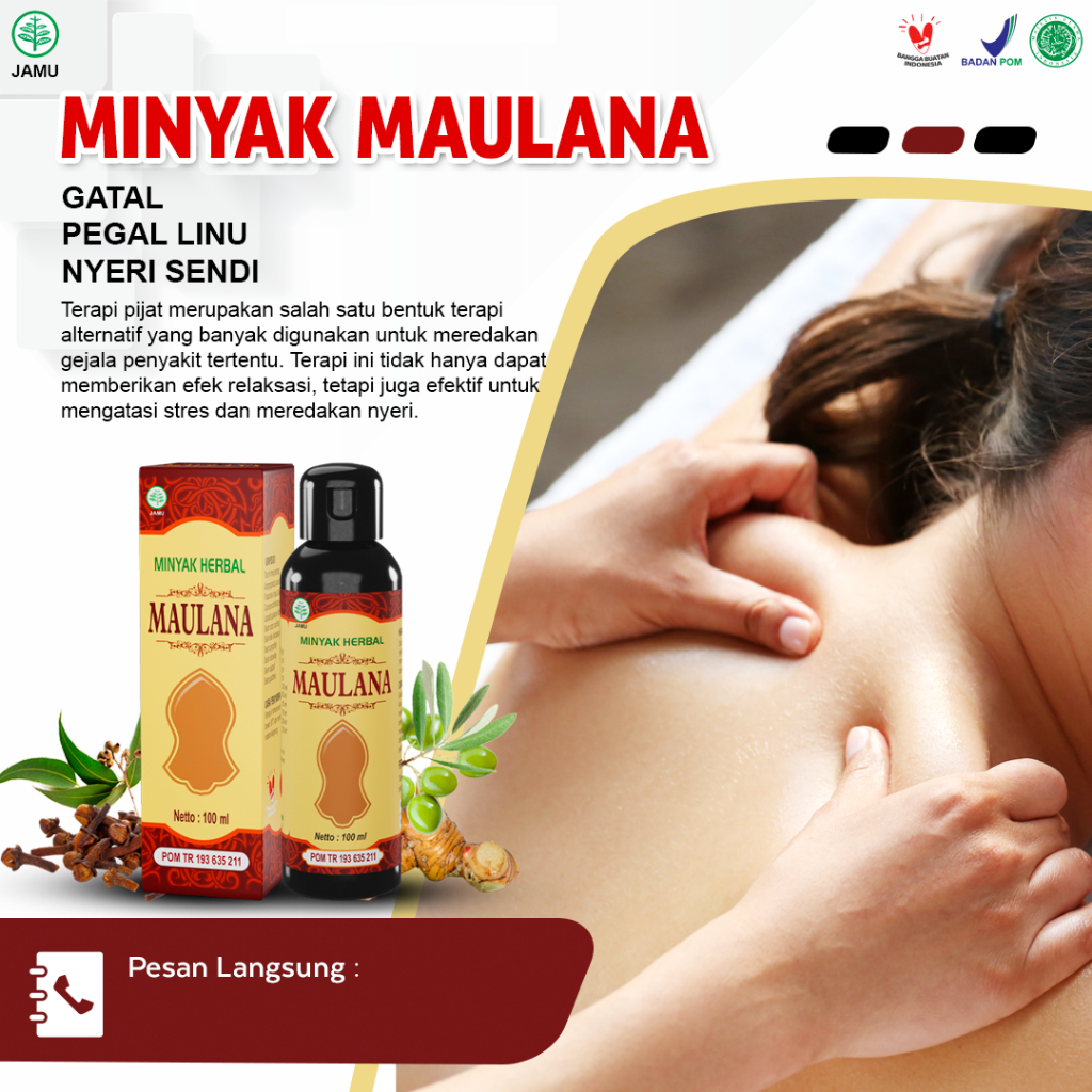 Minyak Maulana Pijat Massage, Obat Keseleo Bengkak Nyeri Pergelangan Kaki, Encok Sakit Pingang Herba