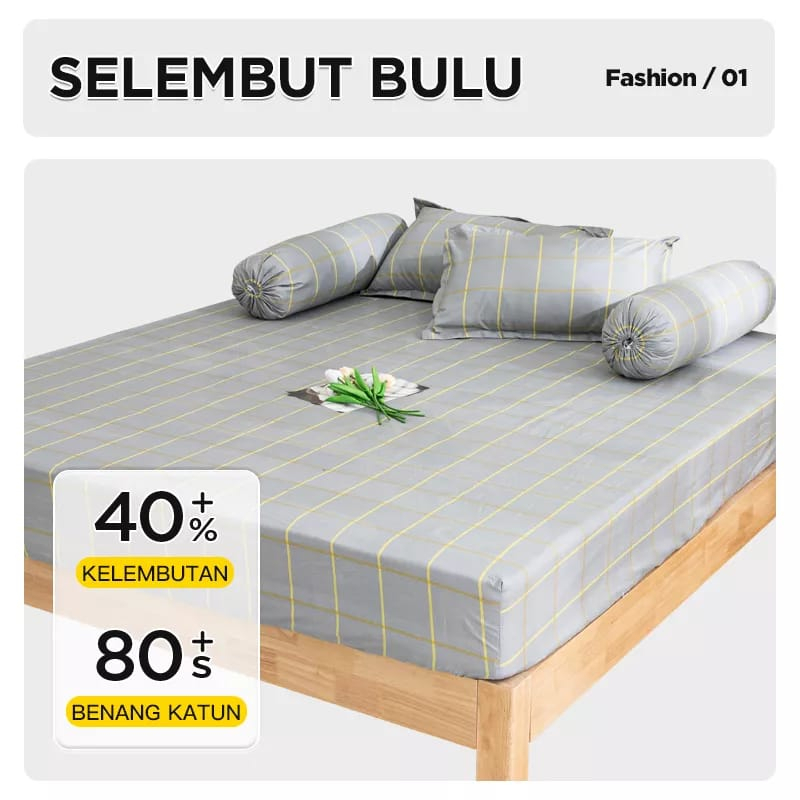 MILIKI SEGERA Sprei set aesthetic sprai kotak hitam 120x200 160x200 180x200 murah premium set sarung bantal dan guling Ready stok bisa cod