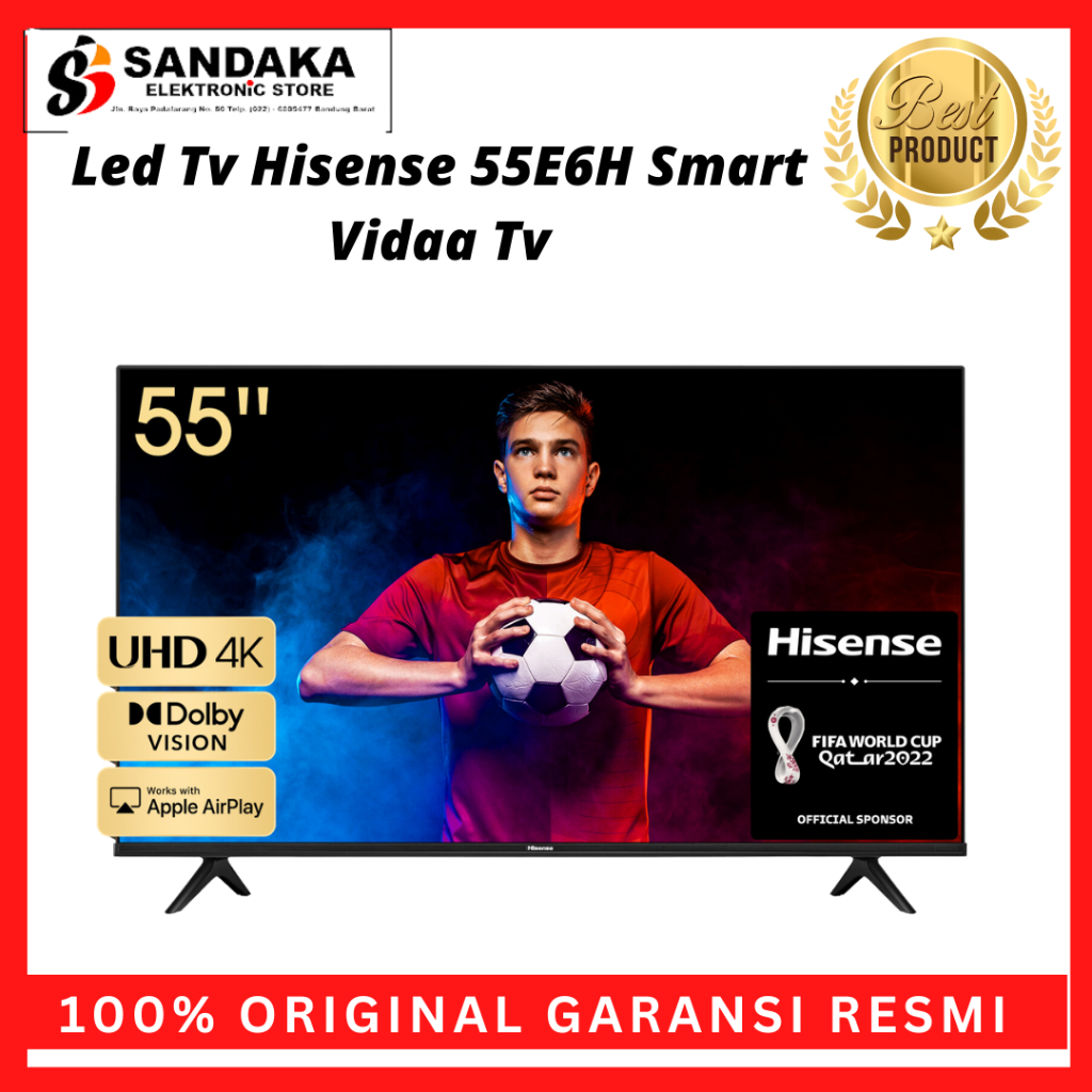 Hisense Led Tv 55E6H Smart Vidaa Tv 55 Inch