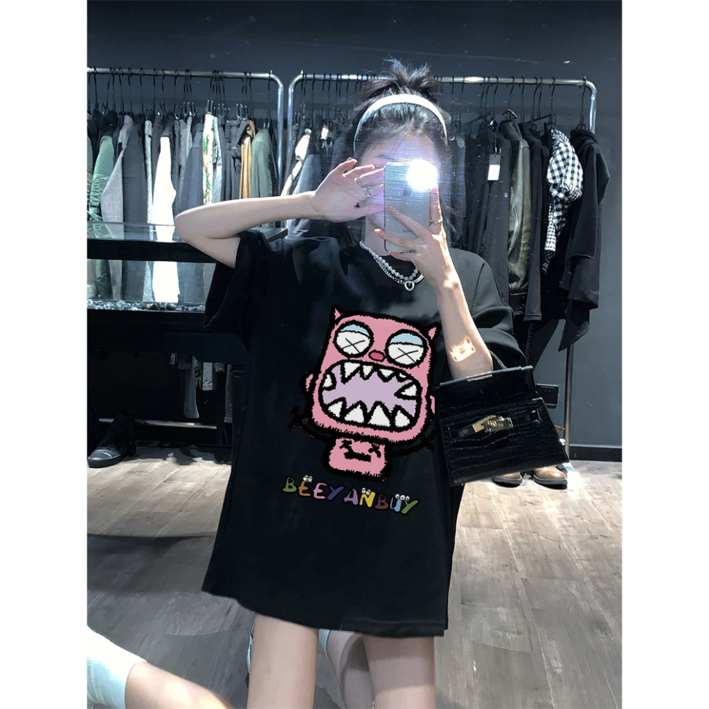 Kaos Puith Atasan Wanita Lengan Pendek Oversize Printed T-shirt Baju Wanita Kekinian Korean Style