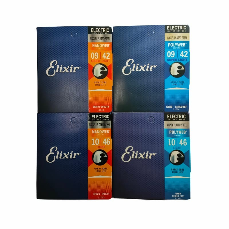 Original Senar Gitar Elixir Elektrik Anti Karat Coating Import Nanoweb Polyweb Optiweb 0,9 0,10  Set