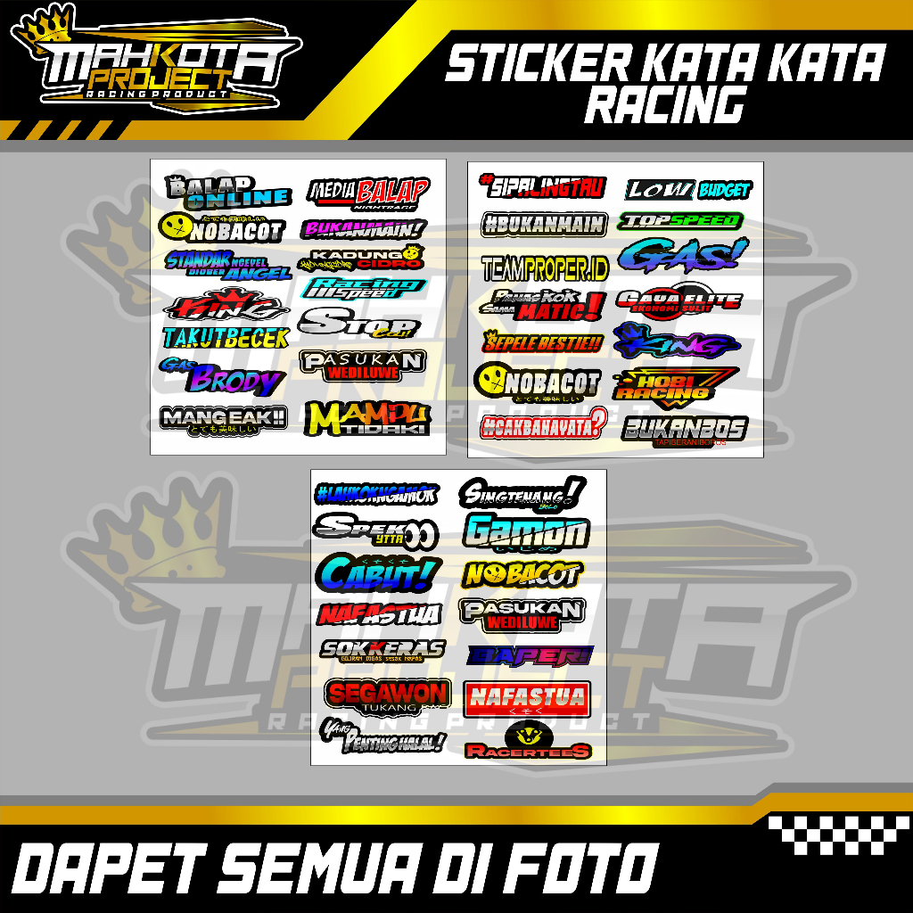 STIKER PACK KATA KATA RACING / STIKER PACK HEREX / STIKER PACK KEREN / STIKER PACK HOLOGRAM