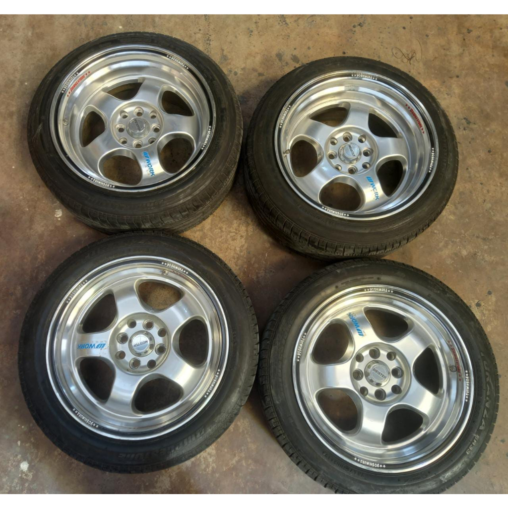 VELG MOBIL BEKAS RING 16 LEBAR 7/8,5 PCD 4X100-114 WORK MEISTER BAN 195 50 R16 BS