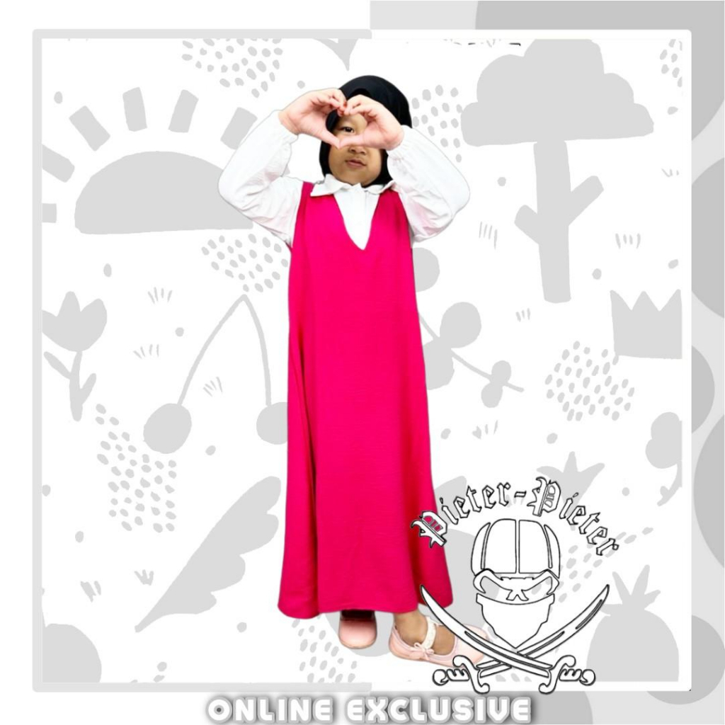 Gamis Cringkel model Flora Satu set Inner dan Outer usia 4-12th