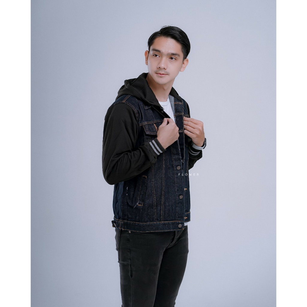 JAKET JEANS SI BOY SIZE M L XL - JAKET REGLAN JEANS - JAKET JEANS HOODIE PRIA - JAKET JEANS BLUEBLACK HOODIE - JAKET HOODIE JEANS PRIA - JAKET DILAN