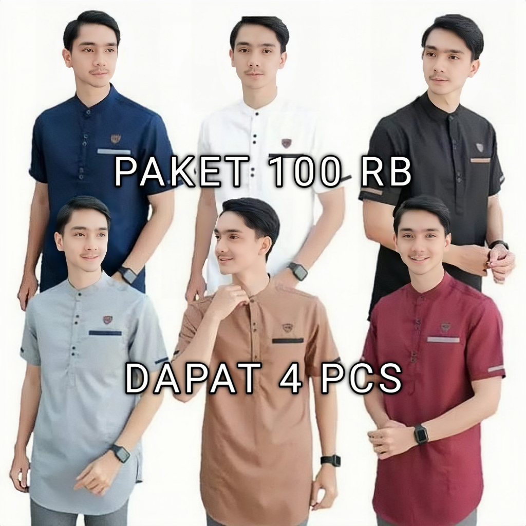original baju koko pria muslim terbaru / kemeja muslim polos terlaris bestseller/kombinasi batik