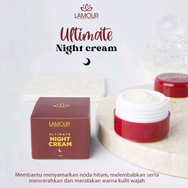 Lamour Ultimate Night Cream normal to oily lamour skincare krim pencerah wajah untuk flek tipis beka