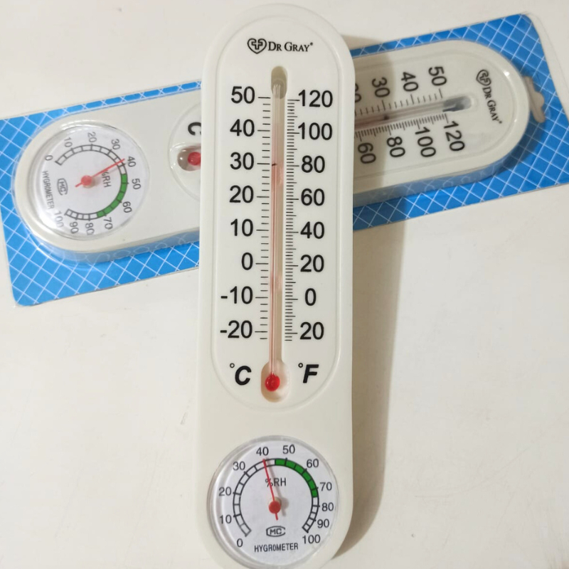 Termometer Higrometer dinding Alat pengukur suhu ruangan - Thermometer Hygrometer analog Wall Temperatur Room 9 inch DR GRAY - HG9