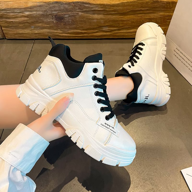 AVANCEID 1824 Sepatu Sneakers Boots Wanita Sekolah Kerja Putih Hitam Import