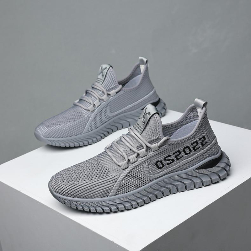 Highland Sepatu Pria Import Sneakers Abu Olahraga Fashion Sepatu Cowok Keren Hitam Sekolah Lari Trendy Sport Running Men Shoes MR152