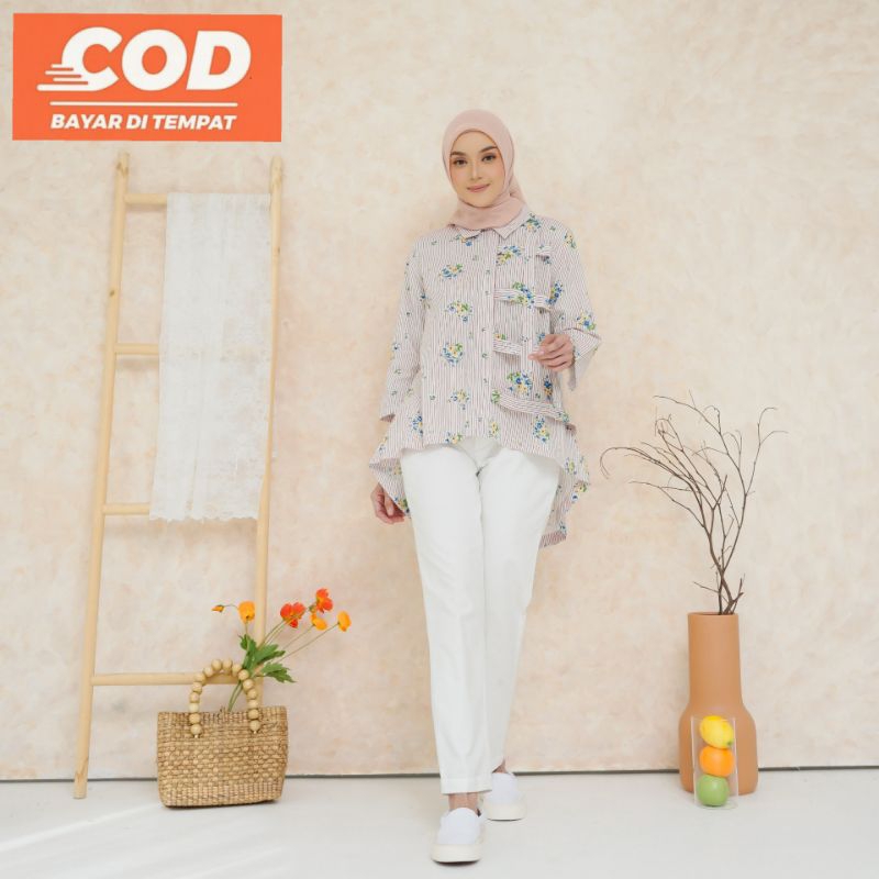 Blouse Wanita Katun Premium Motif Bunga