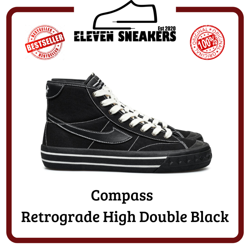 Sepatu Compass Retrograde High Double Black