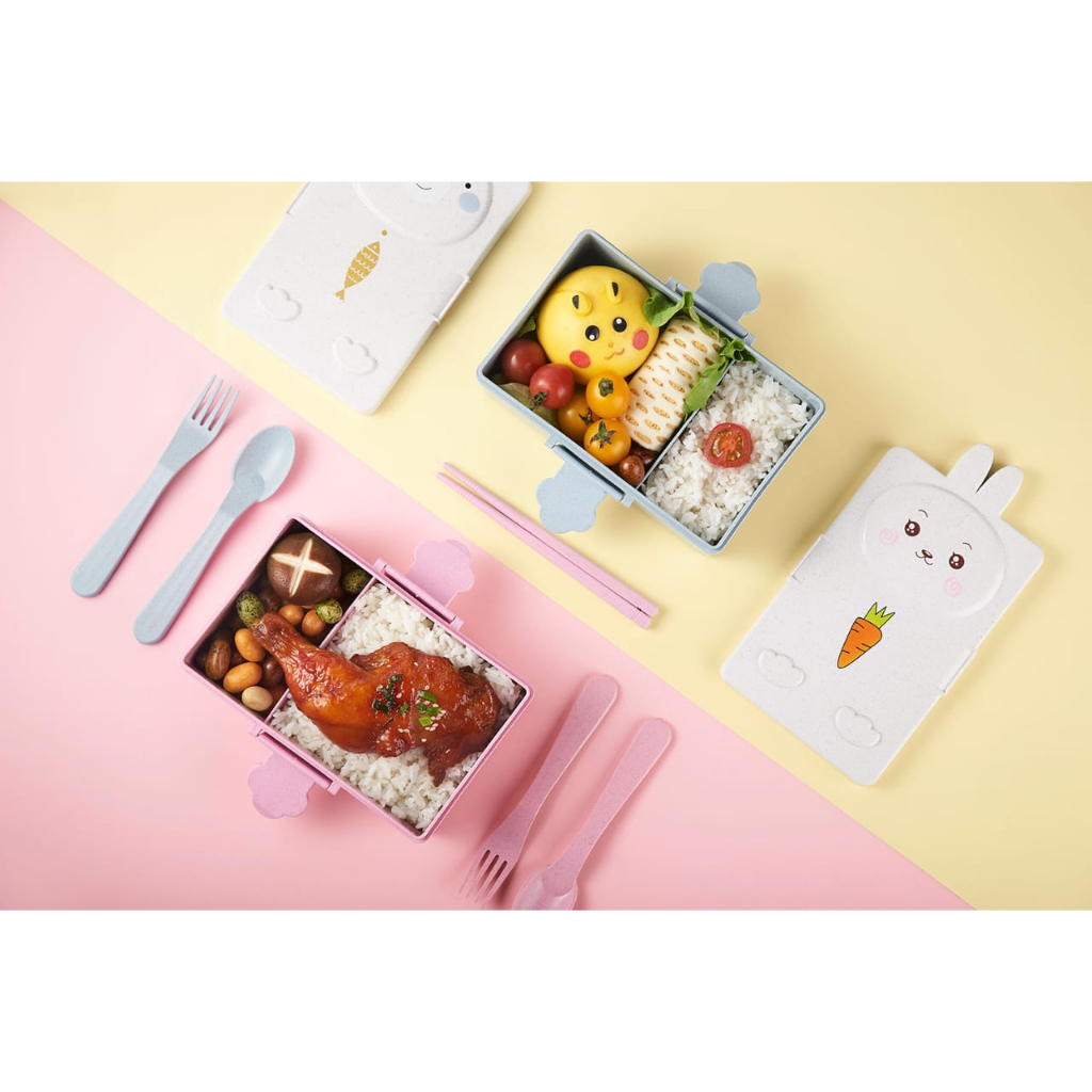 LUNCHBOX/KOTAK BEKAL ANAK MOTIF KELINCI &amp; BERUANG 2 SEKAT