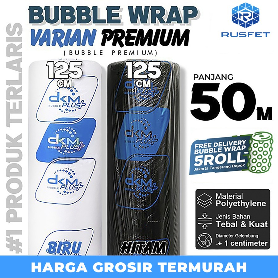

Bubble Wrap 125cm x 50meter DKM PLUS Bubblewrap PREMIUM TERMURAH /ROLL