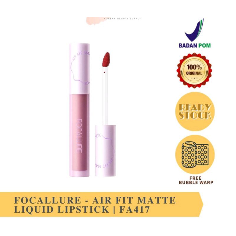 FOCALLURE Air fit matte liquid lipstik lip tint FA-417 BPOM Berkualitas