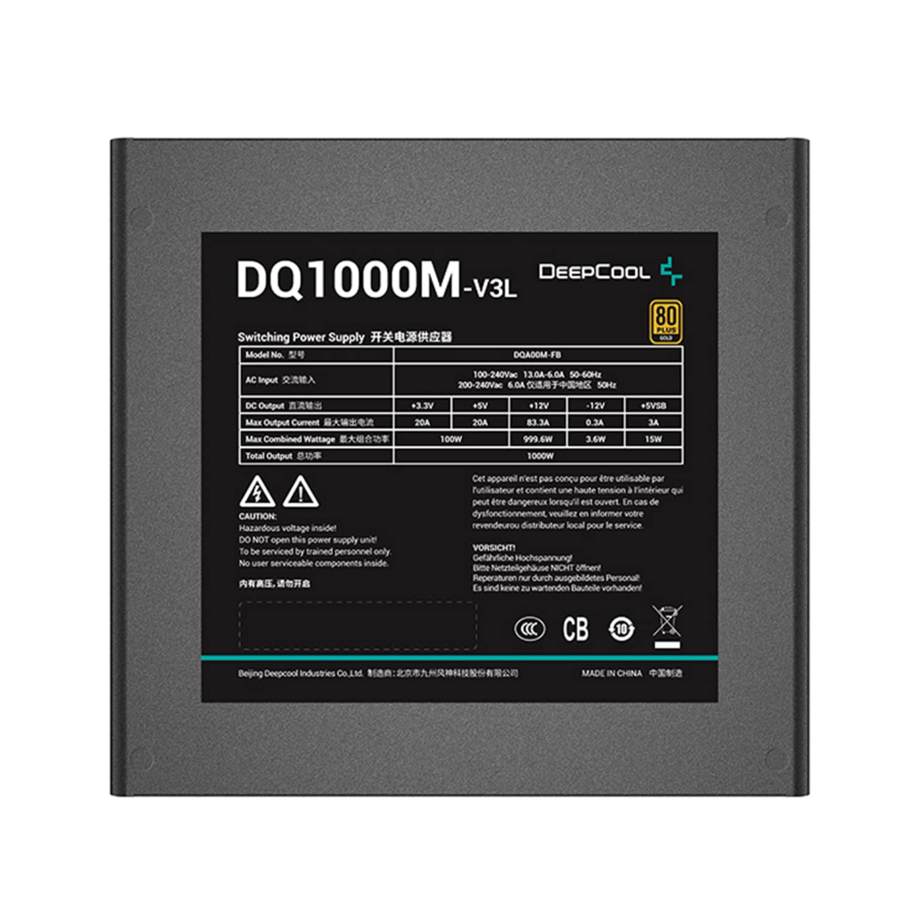 Deepcool PSU DQ1000M-V3L 1000 1000W 80 Plus Gold Full Modular