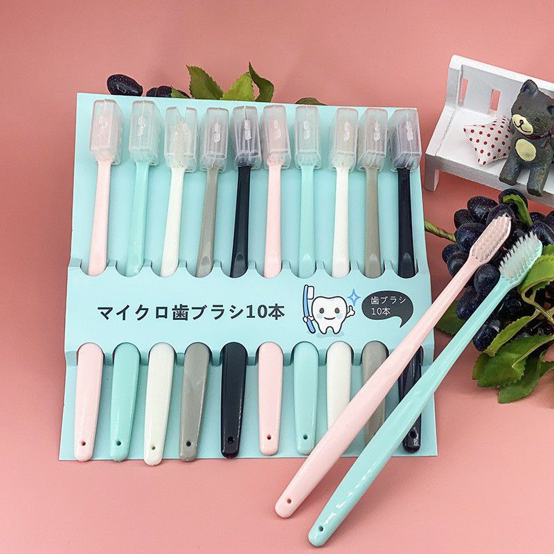 (BOW) 10Pc Sikat Gigi Dewasa Korea Style / Sikat Gigi Bulu Lembut Dengan Set Penutup