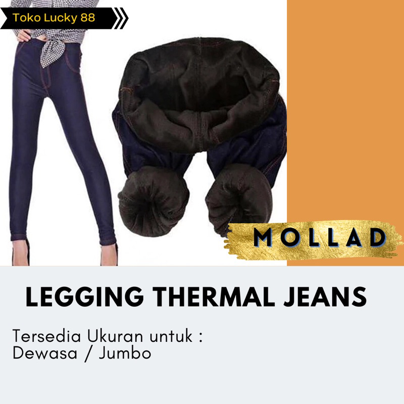 IMPORT MOLLAD Legging Jeans Celana Legging Thermal Jeans Lapis Bulu Winter Musim Dingin