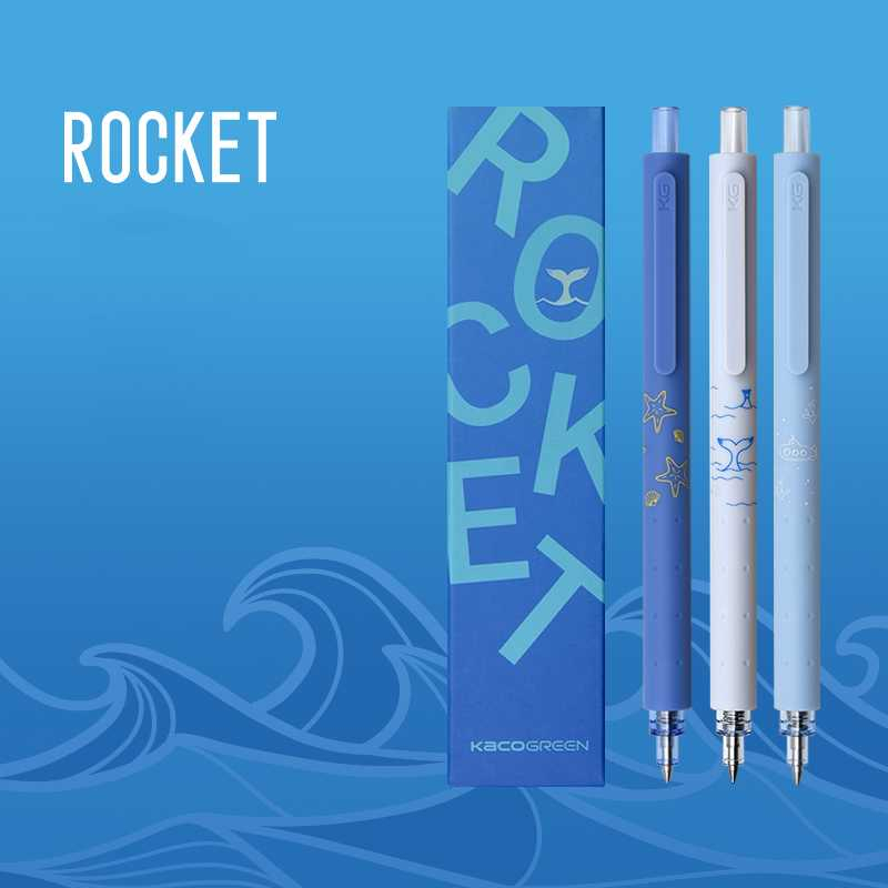 HC - Xiaomi Pen KACO ROCKET Pena Pulpen Gel Marine Pen 0.5mm Tinta Hitam 3 PCS