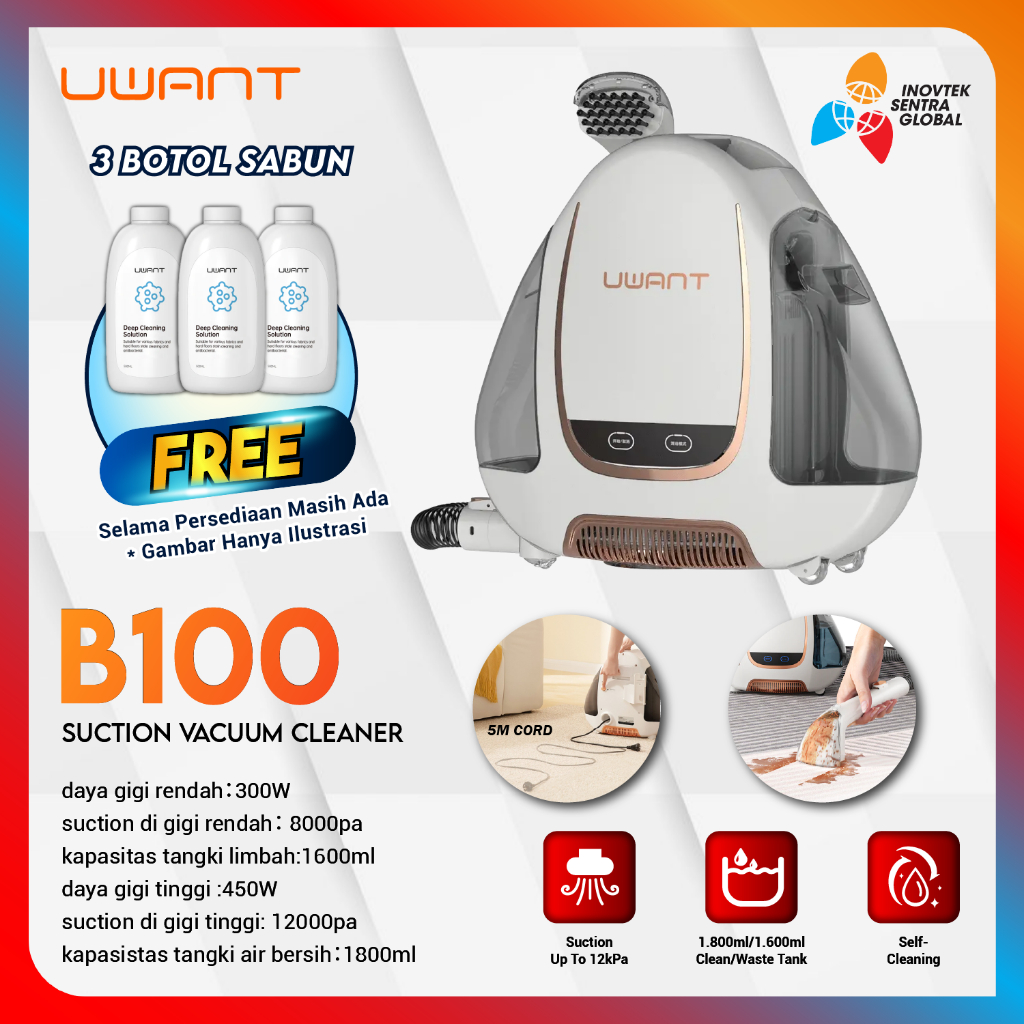 Uwant B100 Vacuum Cleaner - Vacuum Karpet Fabric Sofa Kasur