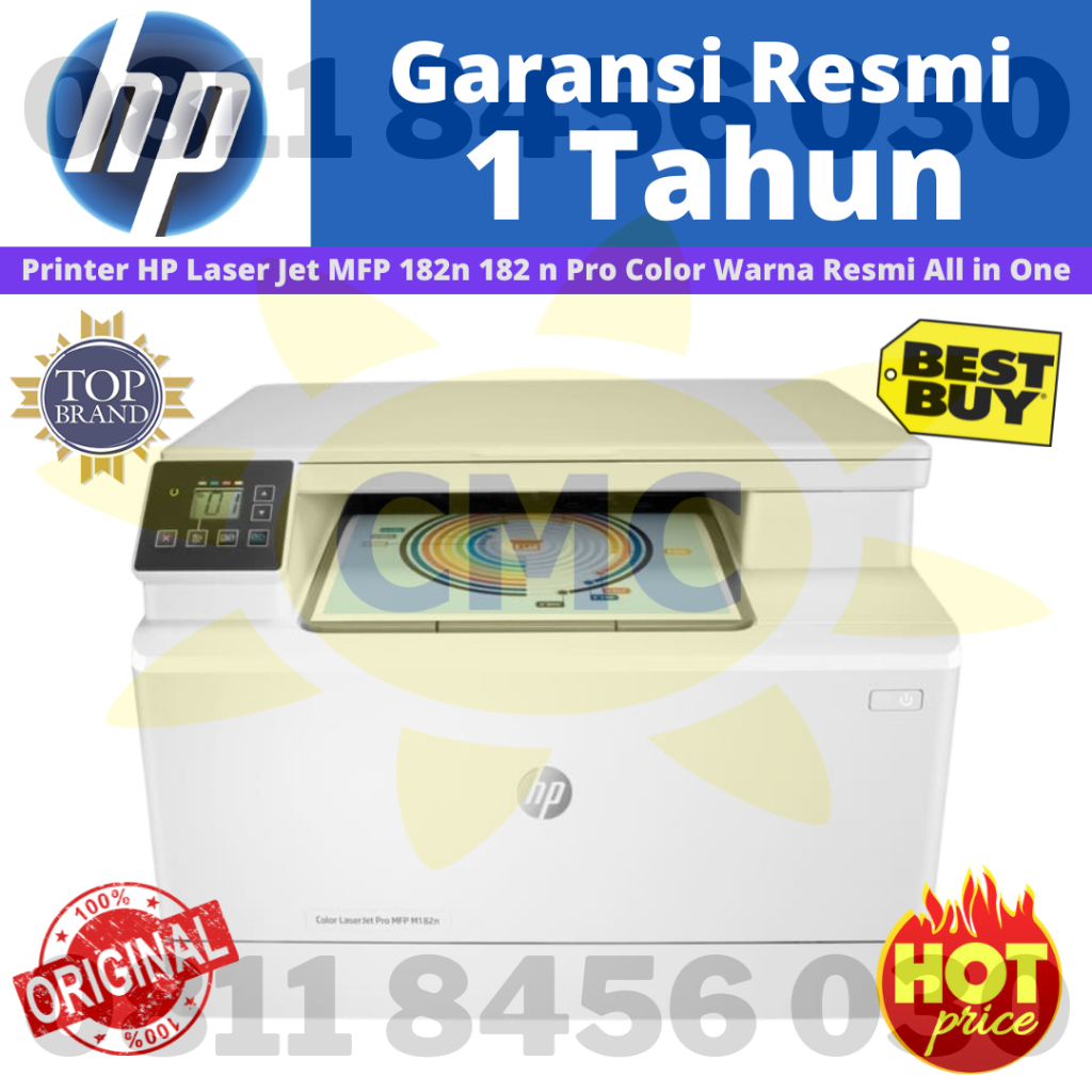 Printer HP Laser Jet MFP 182n 182 n M182n Pro Color Warna Resmi All in One