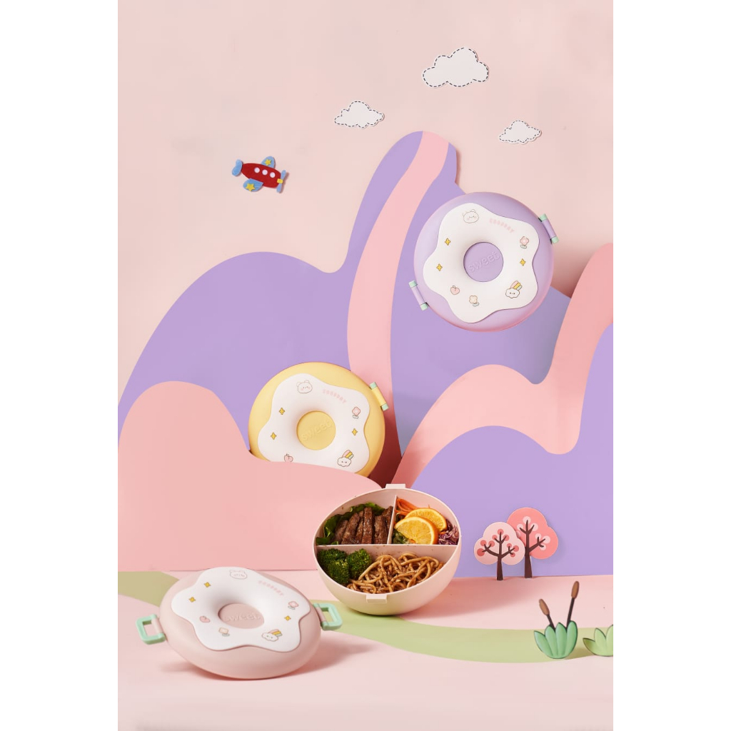 LUNCH BOX 6717 / LUNCH BOX BENTUK DONAT 3 SEKAT