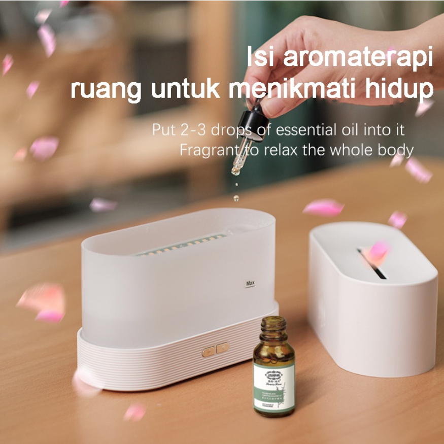 Humidifier Diffuser USB Simulasi 7 Warna Api Ultrasonic Air Humidifier Sleep Atomizer 180ML/Tanpa Air dengan Fungsi Auto Shutoff