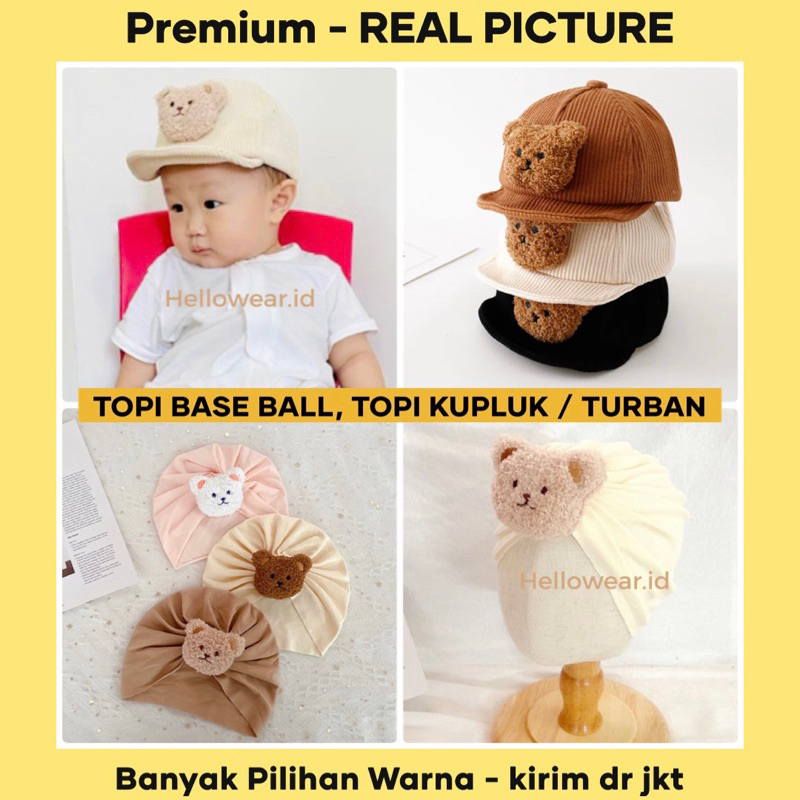 TOPI BASEBALL ANAK BABY TOPI KUPLUK ANAK BABY TURBAN ANAK TEDDY BEAR LUCU KIDS HAT KOREA STYLE TOPI BEAR