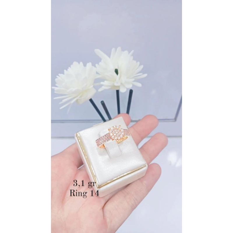 Cincin bundar full permata, Cincin mewah, Cincin Mas kadar 8k, Mas asli kadar 375 8k/9k