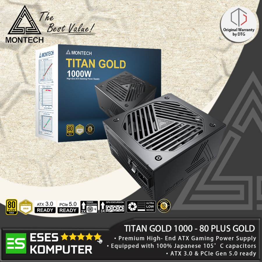 PSU MONTECH TITAN 1000 GOLD | 1000W 80 Plus Gold | ATX 3.0 &amp; PCIE 5.0