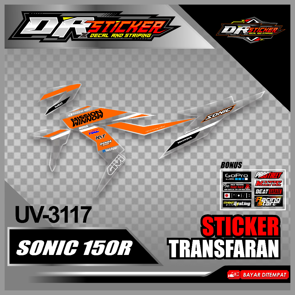 [COD] STICKER STRIPING SONIC 150R DESIGN SIMPLE MISSION // STRIPING TRANSPARAN VARIASI SONIC