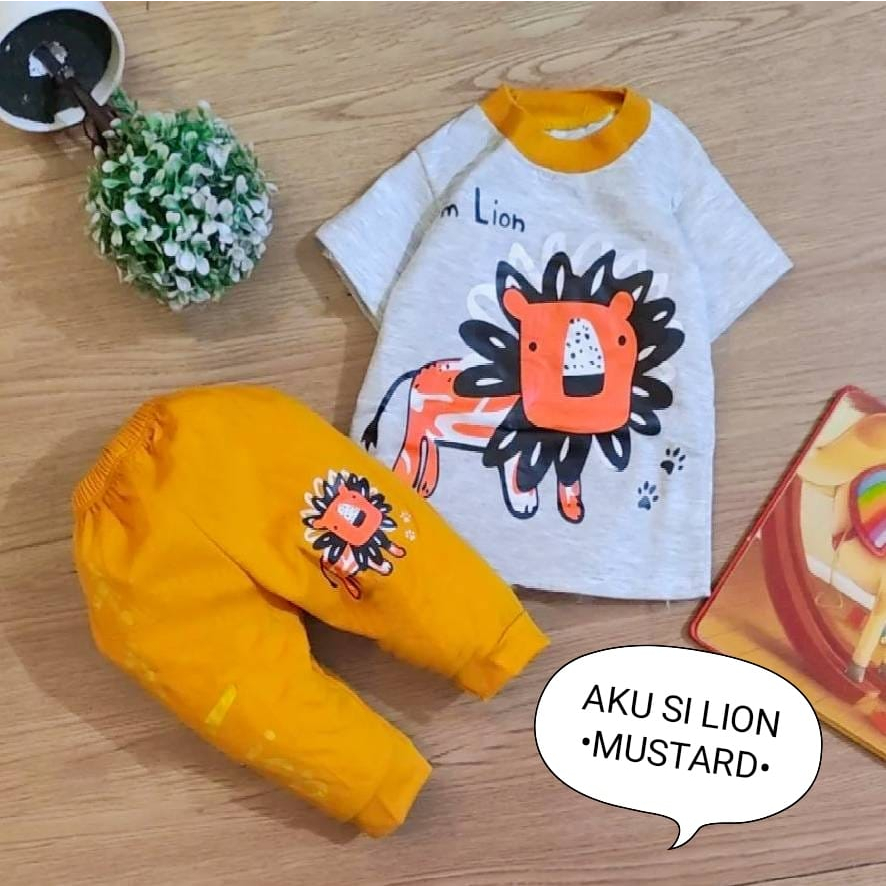 Setelan Anak Laki-Laki - Baju Bayi Cowok Motif Aku Si Tiger Dan Aku Si Lion Estimasi 3-18 Bulan