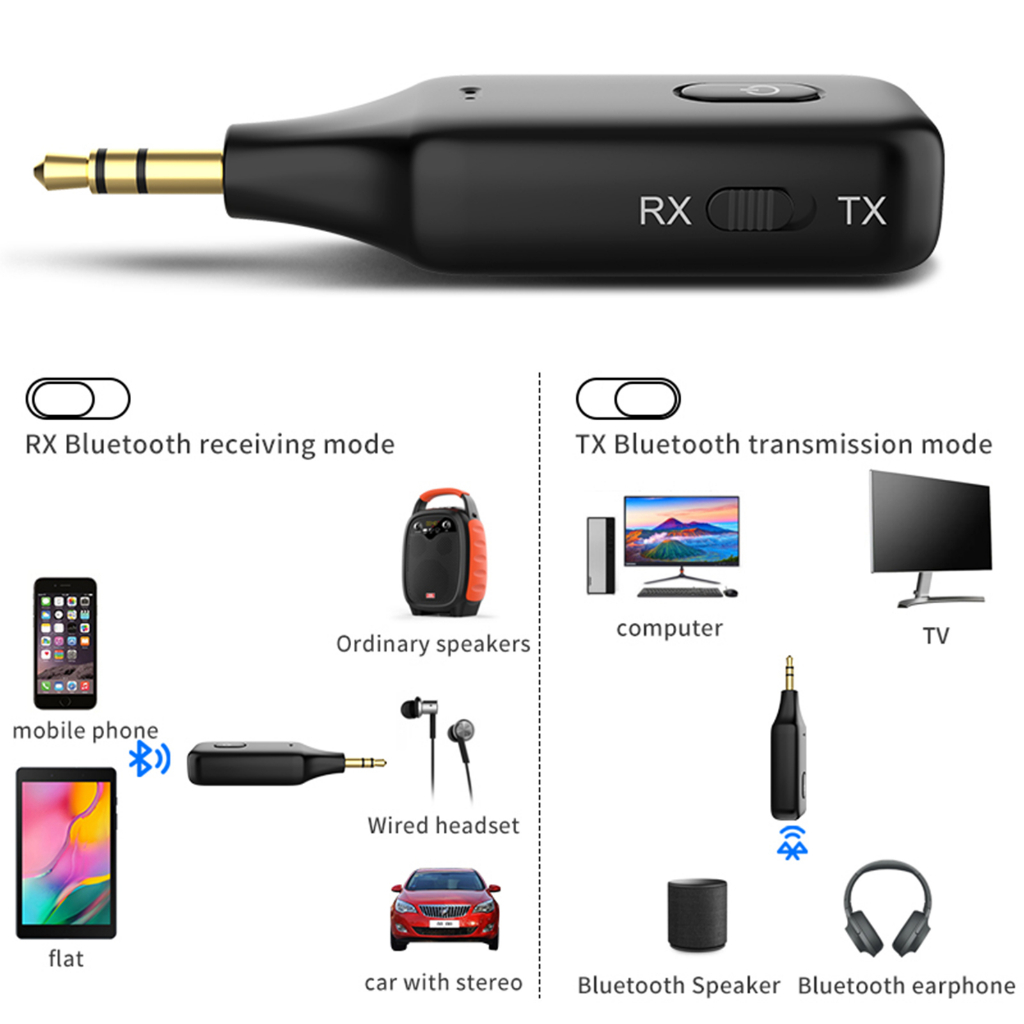 Bluetooth Receiver Audio Mobil Speaker Handsfree AUX 3.5mm - A60 - Black