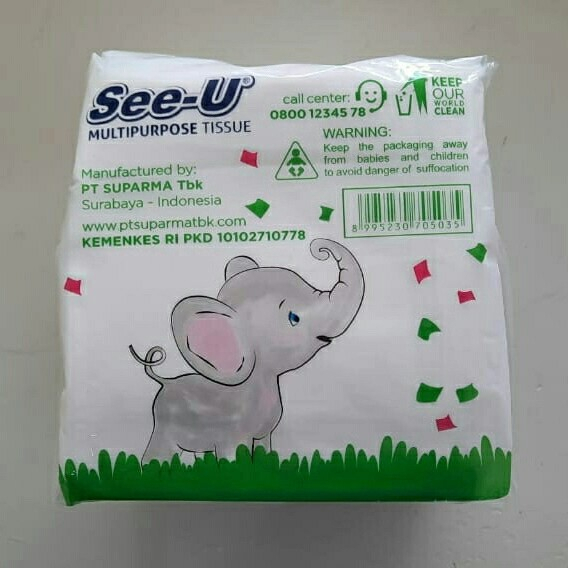 Tissue SEE U Multipurpose Pop Up Gajah 150 Sheet 1 Ply Murah / Tisu meja makan dapur serbaguna lembut