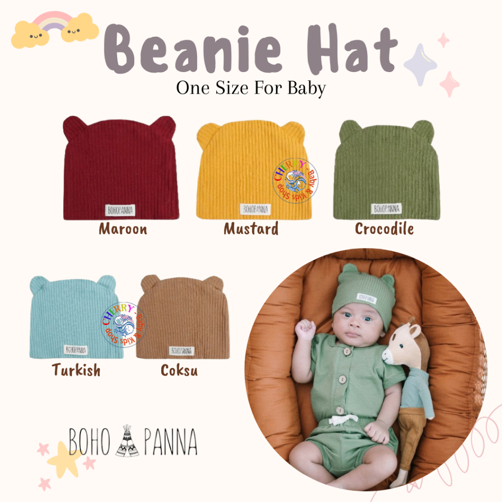 BohoPanna Beanie Hat Bayi 0-1 Tahun Topi CBKS SO