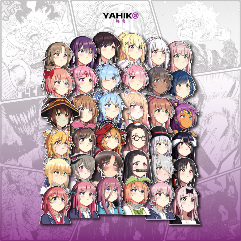 PRINT DIECUT POUT ANIME STICKER VINYL LAMINASI GLOSSY WATERPROOF | CUTE ANIME GIRL