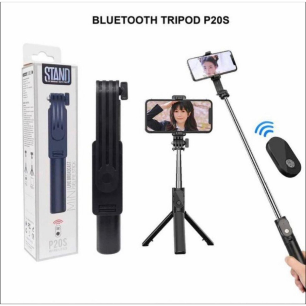 TRIPOD TONGSIS SELFIE ALL IN 1 P20S DENGAN REMOTE BLUETOOTH