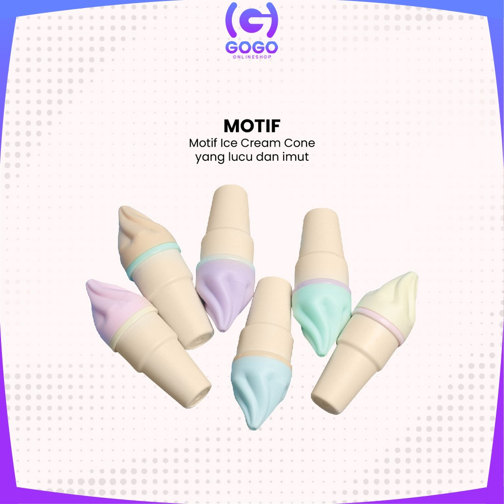 GOGO-A57 Highlighter Pen Es Krim Cone Monas 6 in 1 Free Pouch Penanda Berwarna / Spidol Highlighter Model Ice Cream Cone Unik Alat Tulis kantor Stationery