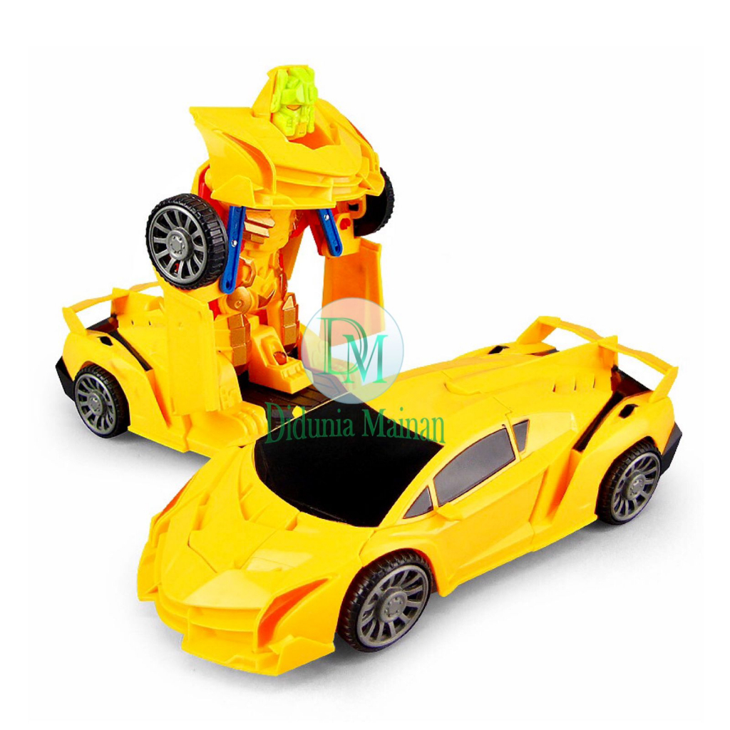 Mainan edukasi mobil mobilan super car lampu robot transformers